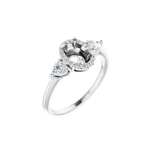 14K White Gold 1/3cttw Oval Halo Diamond Semi-Mount Engagement Ring Image 2 Raleigh Diamond Fine Jewelry Raleigh, NC