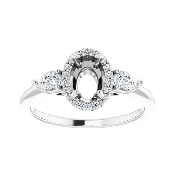 14K White Gold 1/3cttw Oval Halo Diamond Semi-Mount Engagement Ring Raleigh Diamond Fine Jewelry Raleigh, NC