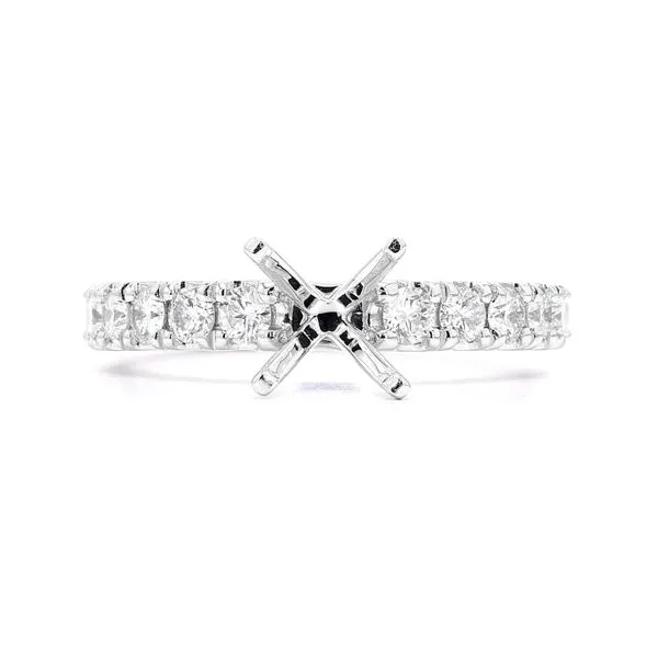 14K White Gold 0.59ctw Semi-mount with Accented Shank Raleigh Diamond Fine Jewelry Raleigh, NC