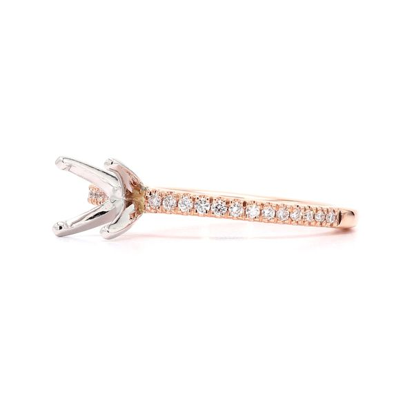 14K Rose Gold Semi-mount with 0.17cttw Accented Shank Image 2 Raleigh Diamond Fine Jewelry Raleigh, NC