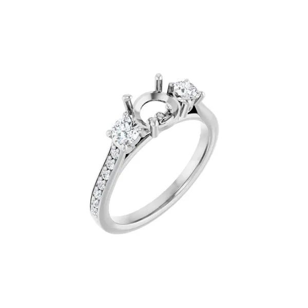 14K White Gold 0.38ctw Semi Mount for 6.5mm RBC 3 Accented Shank Raleigh Diamond Fine Jewelry Raleigh, NC
