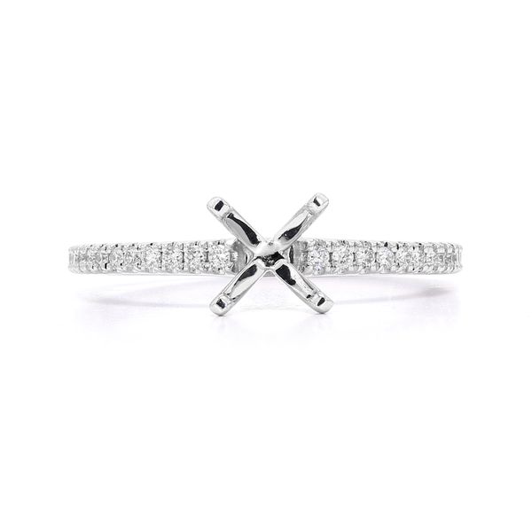 14K White Gold 0.14ctw Semi-mount with Accented Shank Raleigh Diamond Fine Jewelry Raleigh, NC
