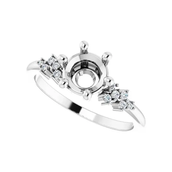 14K White Gold Scattered RBC 0.07ctw G-H/S-I Diamond Shank Semi for 6.5mm Raleigh Diamond Fine Jewelry Raleigh, NC