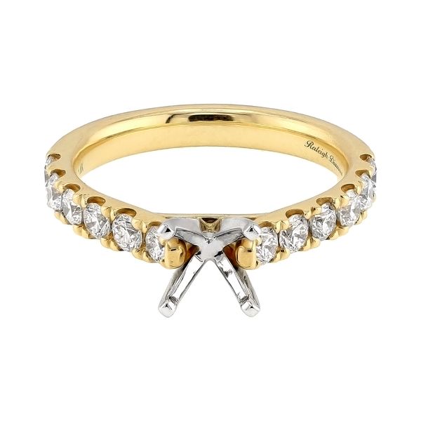 RD Classic Signature 14K Yellow Gold 3/4cttw F/VS2+ RBC Natural Diamond* Semi-mount 12-Stone RBC Accented Engagement Ring Setting Sz 6 Raleigh Diamond Fine Jewelry Raleigh, NC