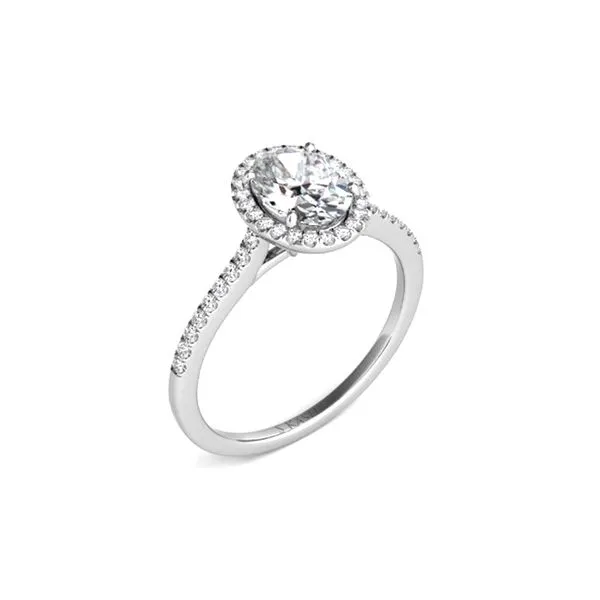 14K White Gold 0.30ctw G/SI1 Halo + Accented Shank for Oval 10x8 Raleigh Diamond Fine Jewelry Raleigh, NC