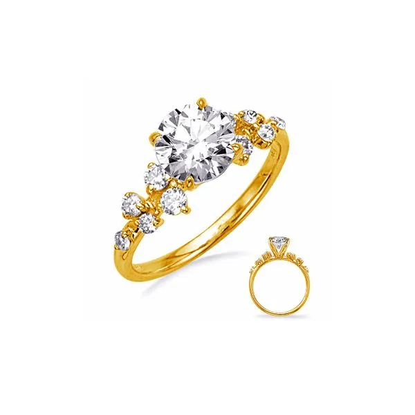 14K Yellow Gold 0.18ctw RBC Diamond Clusters Semi-Mount Raleigh Diamond Fine Jewelry Raleigh, NC