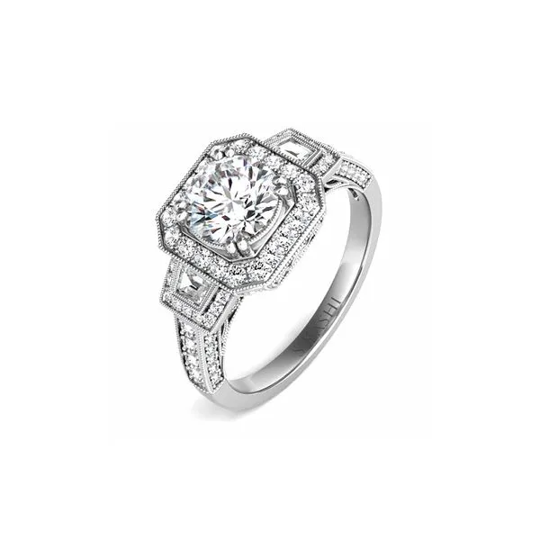 14K White Gold 0.64ctw RBC Squared Halo Semi Set Raleigh Diamond Fine Jewelry Raleigh, NC