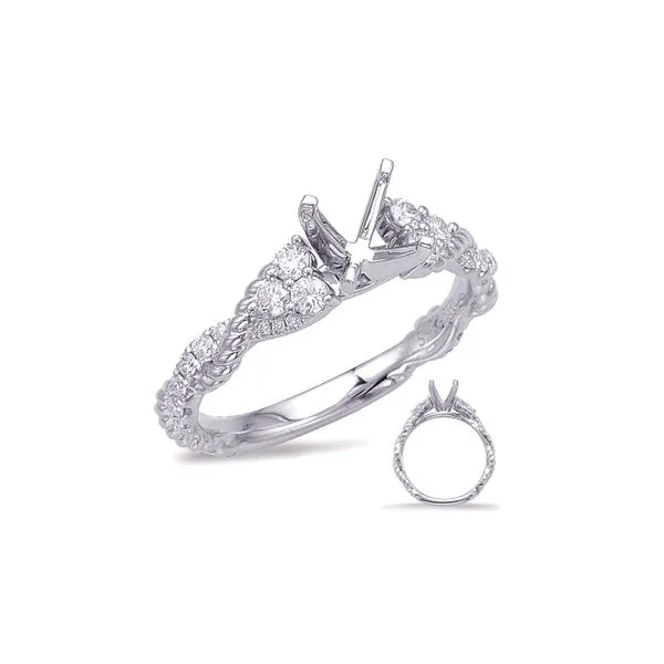 14K White Gold 0.41ctw Semi Set Twisted Cathedral Ring Raleigh Diamond Fine Jewelry Raleigh, NC