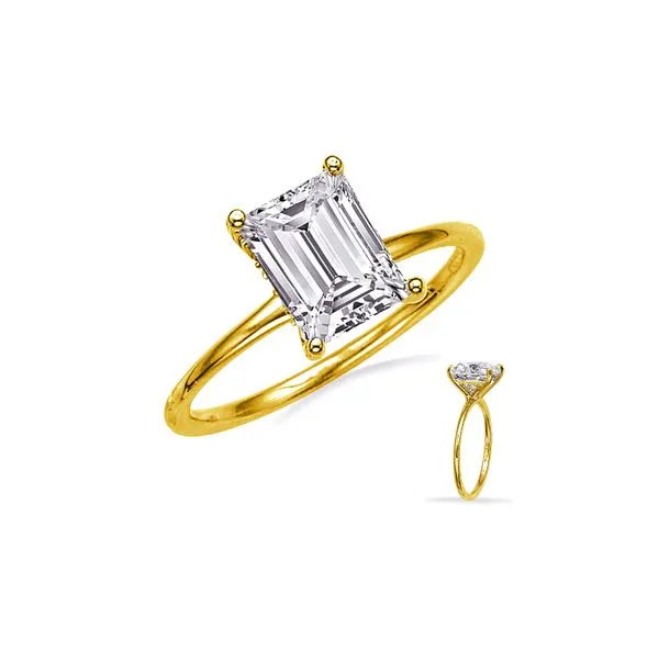 14K Yellow Gold 0.05ctw RBC Hidden Halo Emerald Cut Semi Set Ring Raleigh Diamond Fine Jewelry Raleigh, NC