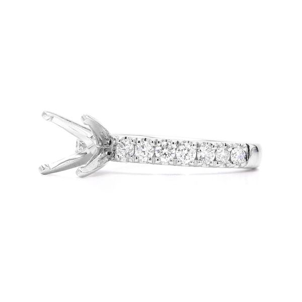 14K White Gold 0.52ctw F/VS2+ Semi-mount with Accented Shank Image 2 Raleigh Diamond Fine Jewelry Raleigh, NC