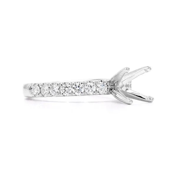 RD Classic Signature 14K White Gold 0.52ctw F/VS2+ Semi-mount with Accented Shank Size 6 Image 3 Raleigh Diamond Fine Jewelry Raleigh, NC
