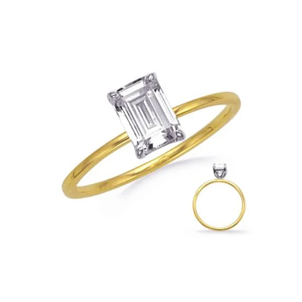 14K White & Yellow Gold Solitaire for 9x7mm Rectangle Size 6.5 Raleigh Diamond Fine Jewelry Raleigh, NC