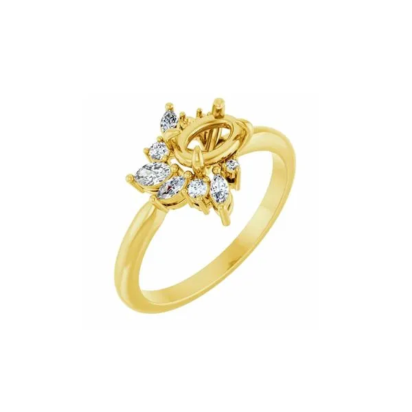 14K Yellow Gold 0.20ctw 7x5 mm Oval Natural Diamond Semi-Set Engagement Ring Raleigh Diamond Fine Jewelry Raleigh, NC