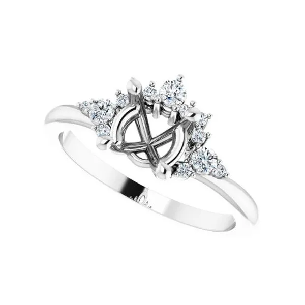14K White Gold 6.5 mm Round 1/6ctw Natural Diamond Semi-Set Ring Raleigh Diamond Fine Jewelry Raleigh, NC