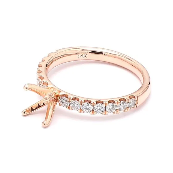14K Rose Gold 0.50ct Diamond Semi-Mount Ring with Accented Shank Size 6.5 Image 2 Raleigh Diamond Fine Jewelry Raleigh, NC