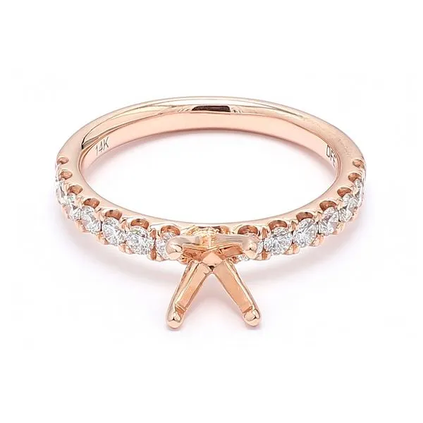 14K Rose Gold 0.50ct Diamond Semi-Mount Ring with Accented Shank Size 6.5 Raleigh Diamond Fine Jewelry Raleigh, NC