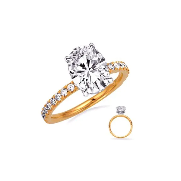 14K White & Yellow Gold 0.54ctw G/SI1 Diamond Semi Mount 10 x 8mm Raleigh Diamond Fine Jewelry Raleigh, NC