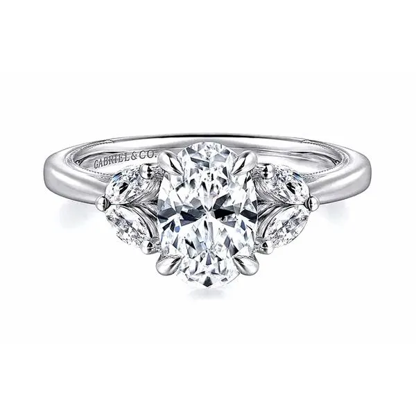 14K White Gold Marquise Accented Semi Ring For 9x6mm Oval Raleigh Diamond Fine Jewelry Raleigh, NC