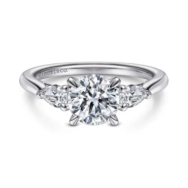 14K White Gold 0.32ctw G-H/SI2 Round 3-Stone Diamond Semi-Mount Engagement Ring Size 6.5 Raleigh Diamond Fine Jewelry Raleigh, NC
