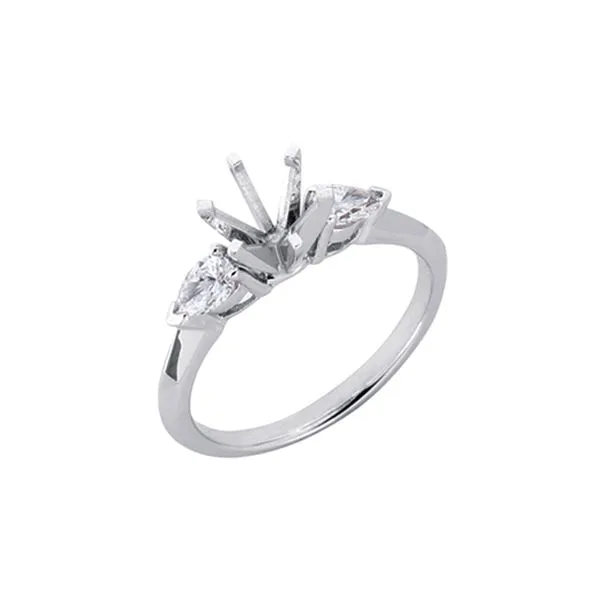 14K White Gold 0.40ctw G/SI1 Two Pear Shape Diamonds Semi Mount Size 7.5 Raleigh Diamond Fine Jewelry Raleigh, NC