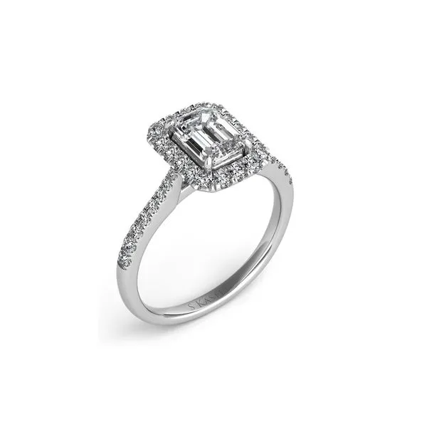 14K White Gold 0.47ctw G/SI1 Halo Semi-mount for 1.50 Emerald Cut Raleigh Diamond Fine Jewelry Raleigh, NC