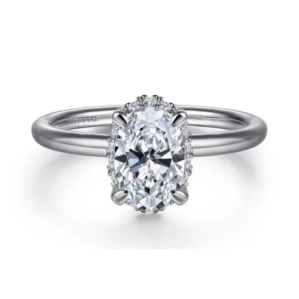 14K White Gold 0.08ctw Semi-Mount Head 8X5.5 CS1.91 Hidden Halo Size 6.5 Raleigh Diamond Fine Jewelry Raleigh, NC