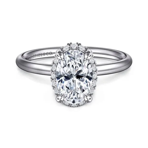 14K White Gold 0.10ctw Semi-Mount Head 9X6 CS 2.53ct Hidden Halo Size6.5 Raleigh Diamond Fine Jewelry Raleigh, NC