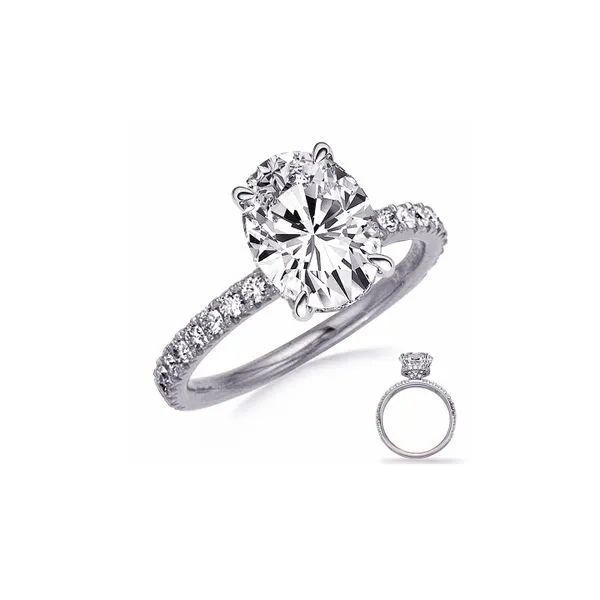 14K TT 0.55ctw Hidden Halo Diamond Semi Mount for 11x9 Oval Gemstone Raleigh Diamond Fine Jewelry Raleigh, NC