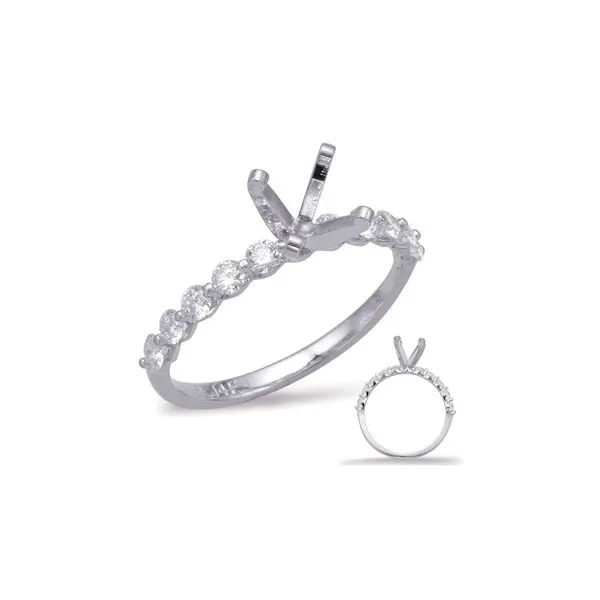 14K White Gold 0.57ctw Single-Prong RBC Diamond Semi Mount Raleigh Diamond Fine Jewelry Raleigh, NC