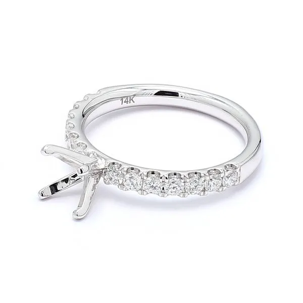 14K White Gold 0.50ctw Accented Shank Semi-Mount Ring Size 6.25 Image 2 Raleigh Diamond Fine Jewelry Raleigh, NC