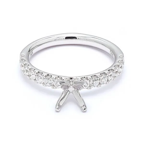 14K White Gold 0.50ctw Accented Shank Semi-Mount Ring Size 6.25 Raleigh Diamond Fine Jewelry Raleigh, NC