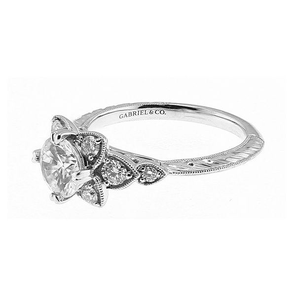 Platinum 0.39ctw G-H/VS2 Diamond Accented Semi-mount Engagement Ring Setting Sz 6.5 Image 2 Raleigh Diamond Fine Jewelry Raleigh, NC