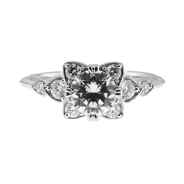 Platinum 0.39ctw G-H/VS2 Diamond Accented Semi-mount Engagement Ring Setting Sz 6.5 Raleigh Diamond Fine Jewelry Raleigh, NC