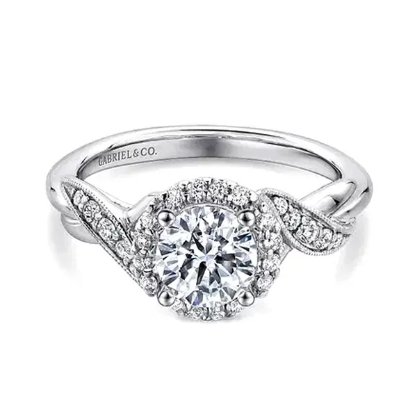 14K White Gold 0.18ctw G-H/SI2 or Higher Diamond Accented Twist Semi-Mount Size 6.5 Raleigh Diamond Fine Jewelry Raleigh, NC