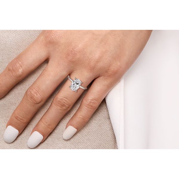 14K White Gold 0.07ctw G-H/SI2 Oval Diamond* Semi-mount Polished Engagement Ring Setting Sz 6.5 Image 4 Raleigh Diamond Fine Jewelry Raleigh, NC
