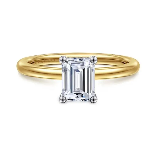 14K White & Yellow Gold Hidden Halo Emerald Cut Diamond Engagement Ring Size 6.5 Raleigh Diamond Fine Jewelry Raleigh, NC