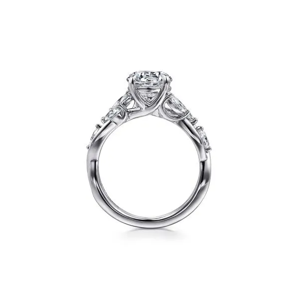14K White Gold 0.36ctw G-H/VS2 or higher Floral Round Diamond Semi-Mount 2.72 ctw CZ CS Size 6.5 Image 3 Raleigh Diamond Fine Jewelry Raleigh, NC
