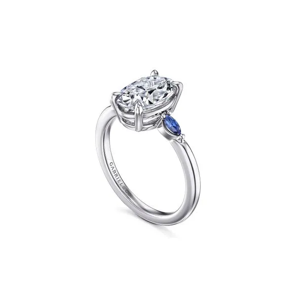 14K White Gold 0.2ctw0 Sapphire Accented Semi-Mount 4.04ctw CZ CS Size 6.5 Image 2 Raleigh Diamond Fine Jewelry Raleigh, NC