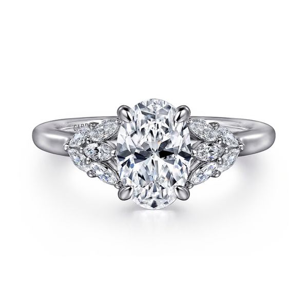 14K White Gold 0.40ctw G-H/VS2 or higher Oval Diamond Semi-Mount Ring 2.40ctw Size 6.5 Raleigh Diamond Fine Jewelry Raleigh, NC