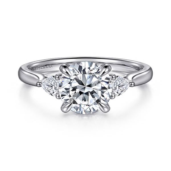 14K White Gold 0.27ctw G-H/SI2 or higher Diamond Semi-Mount 2.75 CZ CS Head Sz 7.4 Size 6.5 Raleigh Diamond Fine Jewelry Raleigh, NC