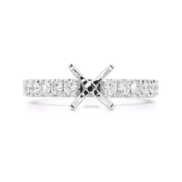 RD Classic Signature 14K White Gold 0.52ctw F/VS2+ Semi-mount with Accented Shank Size 6 Raleigh Diamond Fine Jewelry Raleigh, NC