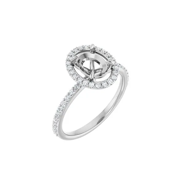 14K White Gold 8x6mm Oval 1/3ctw Natural Diamond Semi-set Engagement Ring Image 2 Raleigh Diamond Fine Jewelry Raleigh, NC