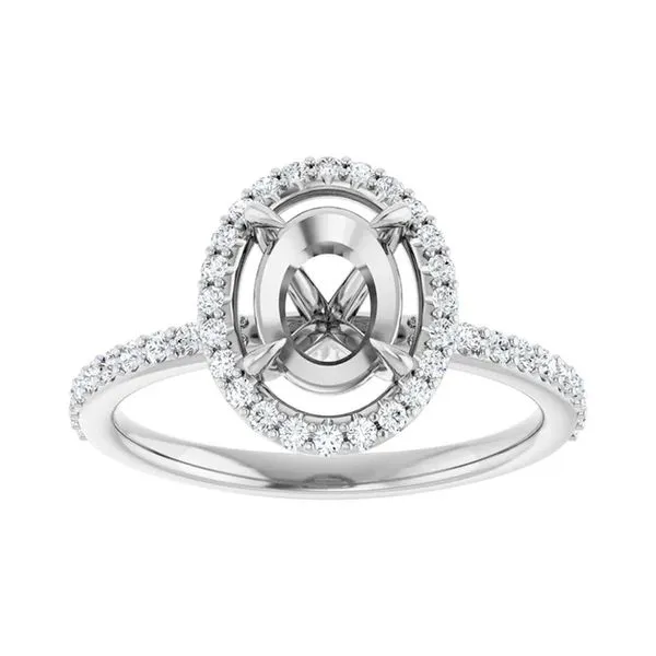 14K White Gold 8x6mm Oval 1/3ctw Natural Diamond Semi-set Engagement Ring Raleigh Diamond Fine Jewelry Raleigh, NC