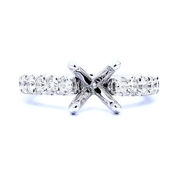 14K White Gold 0.78ctw 8.0mm Center Head Sem- Accented Shank Raleigh Diamond Fine Jewelry Raleigh, NC