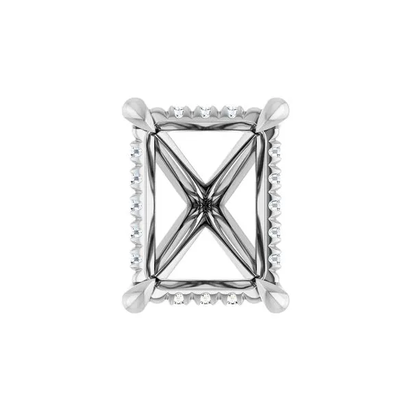 Platinum 10.5x8mm Emerald 1/10ctw Lab Grown Diamond Semi-Set Hidden Halo-Style Peg Head Setting Image 2 Raleigh Diamond Fine Jewelry Raleigh, NC
