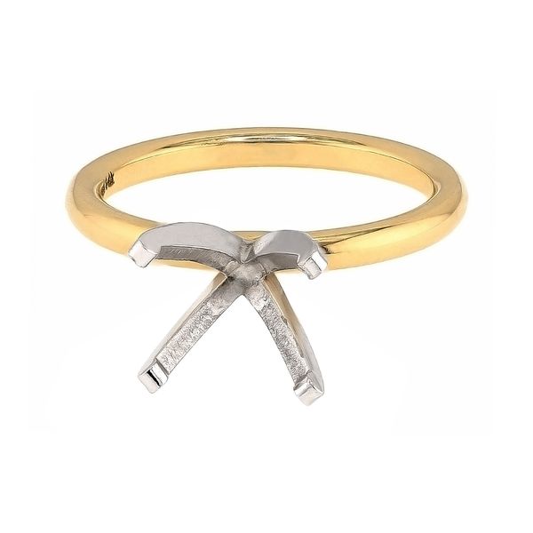 RD365 Signature 14K White & Yellow Gold Diamond* Semi-mount Polished 2 mm Half Round Engagement Ring Setting Sz 6 Raleigh Diamond Fine Jewelry Raleigh, NC