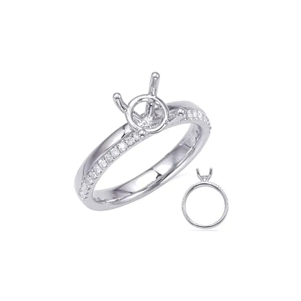 14K White Gold Diamond Semi-Mount for 1ct Round 0.14cttw Raleigh Diamond Fine Jewelry Raleigh, NC