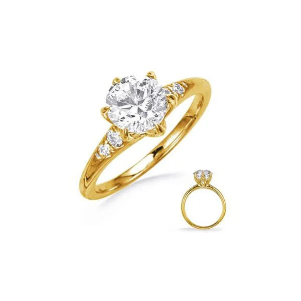 14K Yellow Gold 0.10ctw Diamond Accented Shank Fancy Head for 1.5ct RBC Stone Raleigh Diamond Fine Jewelry Raleigh, NC