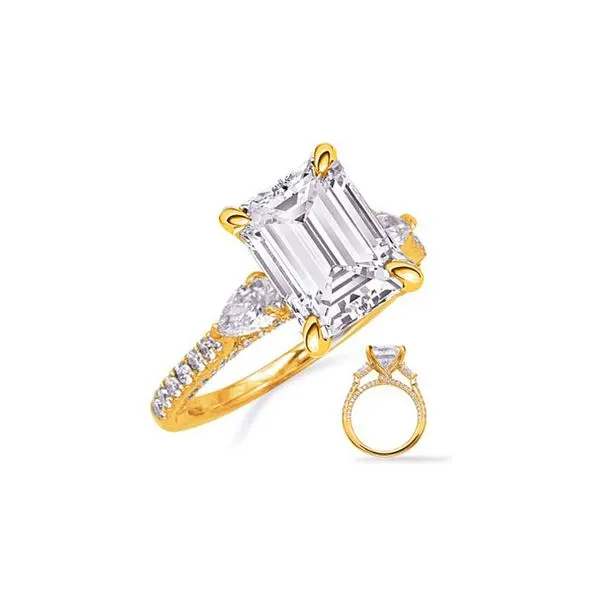14K Yellow Gold 0.87ctw Semi-Mount Pear RBC Diamond Engagement Ring Raleigh Diamond Fine Jewelry Raleigh, NC