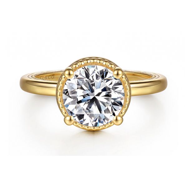 14K Yellow Gold Round Contemporary Diamond Semi-mount Ring Setting Sz 6.5 Raleigh Diamond Fine Jewelry Raleigh, NC